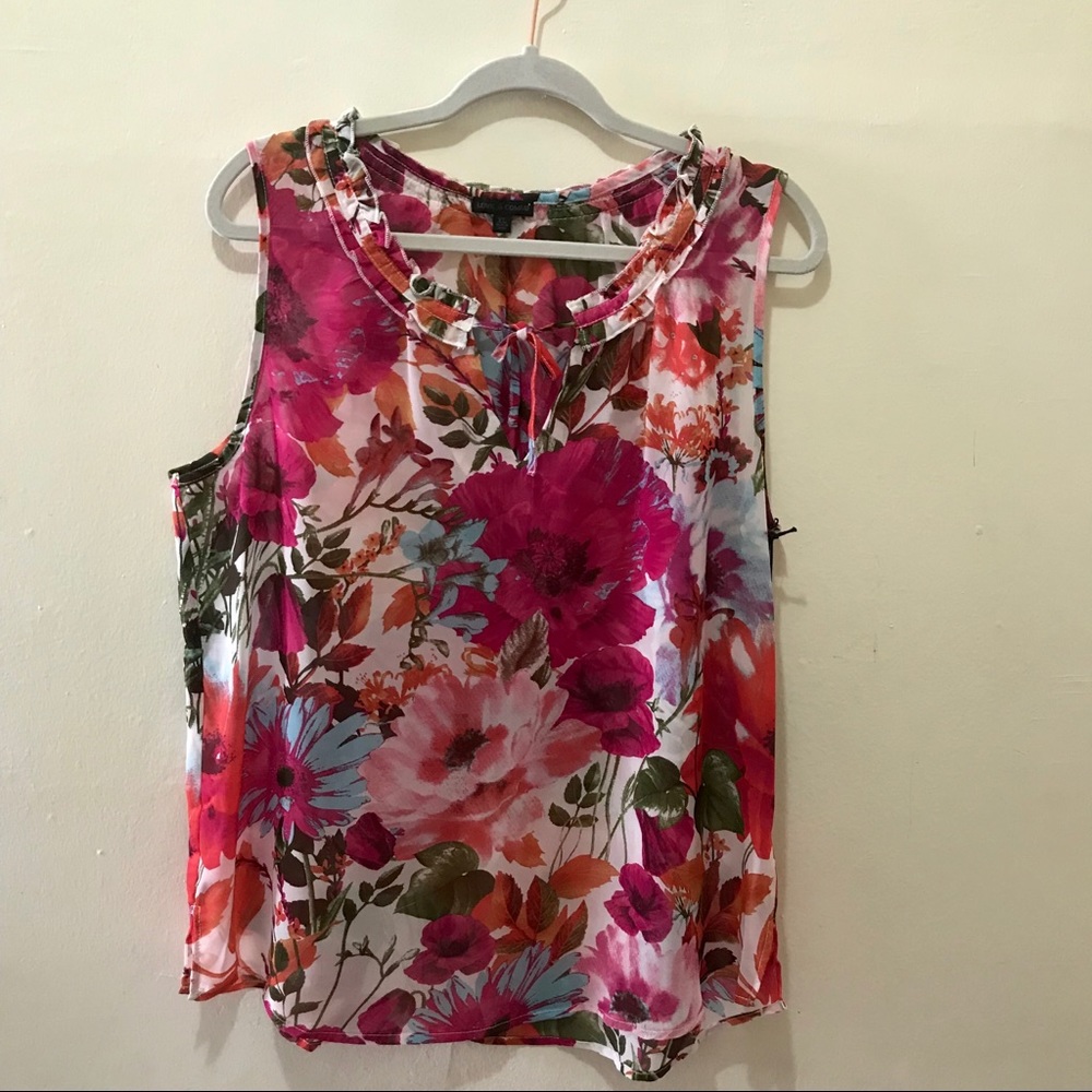 NWT Flower Print Blouse with ruffles